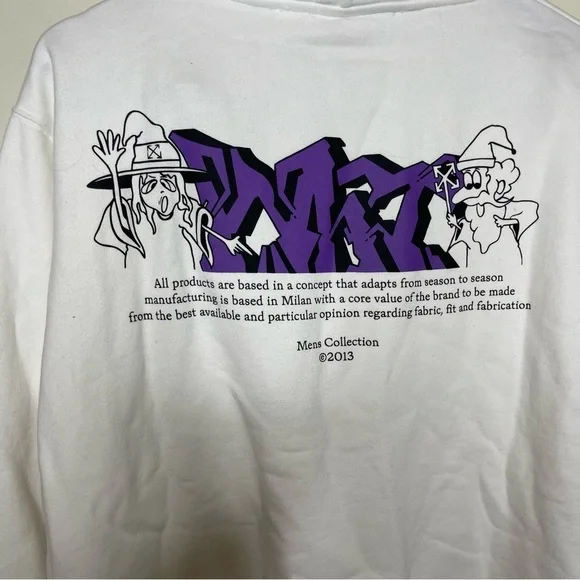 Off-White Printed Cotton-Jersey Hoodie in White sz M - Picture 6 of 11